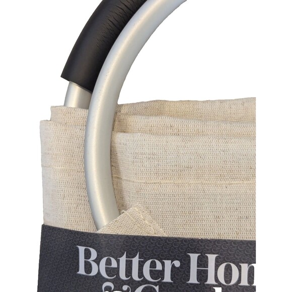 Better Homes and Gardens Laundry Canvas Tote Natural Gray Aluminum Handles NEW - Picture 3 of 6